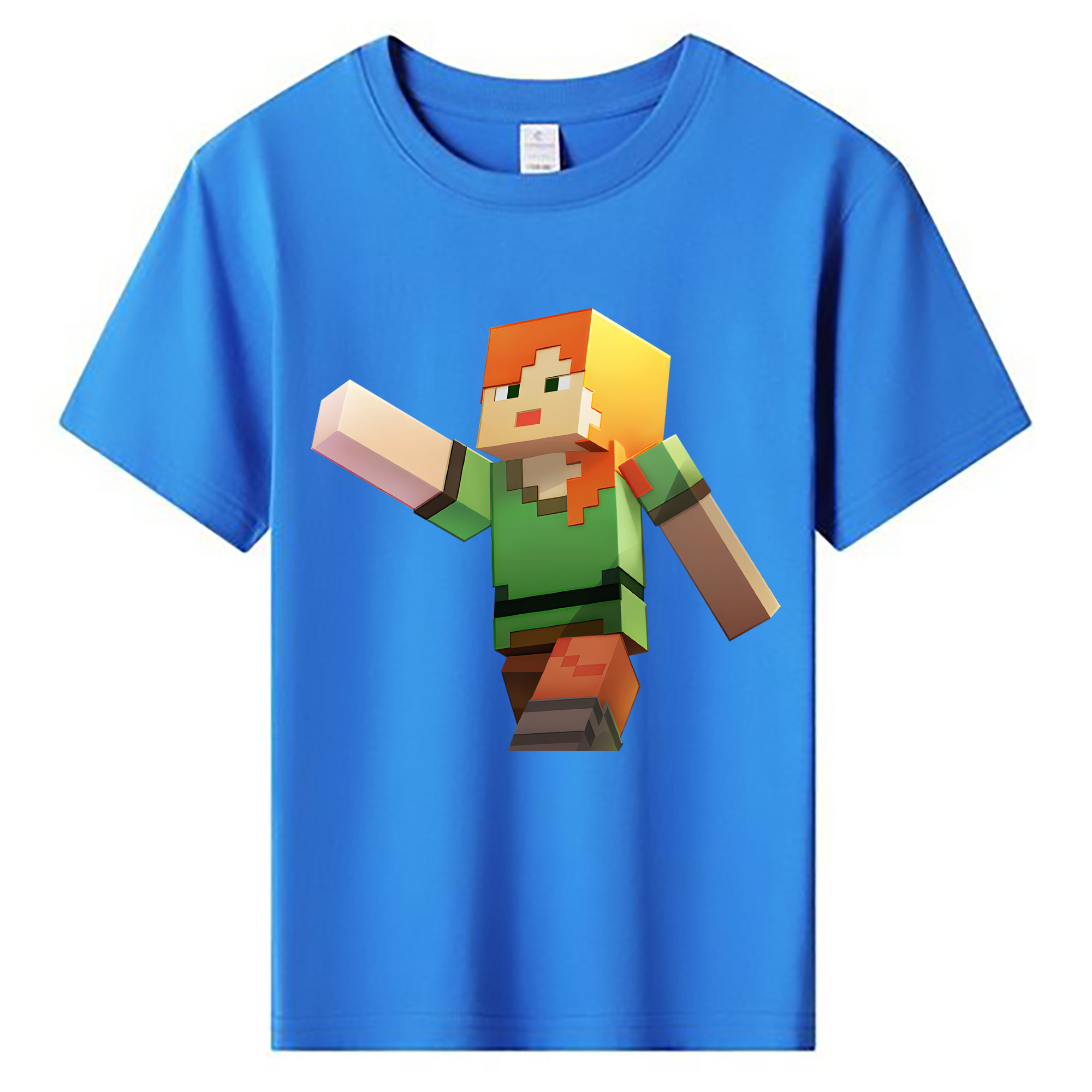 （画像用） マインクラフト ブロックの世界 Minecraft MC Block world 綿100％キッズTシャツ（フロントプリント）